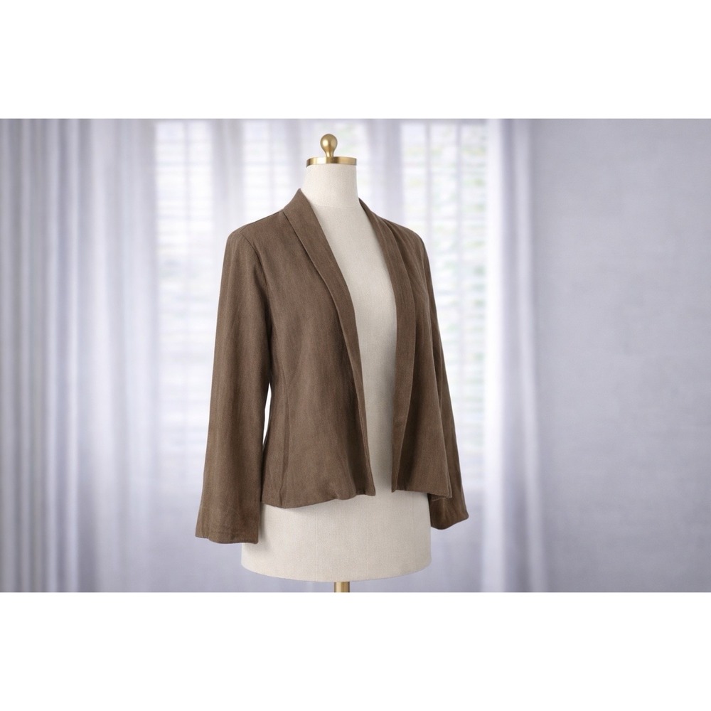 Cut Loose Chocolate Brown Jacket 100% Linen Open Lagenlook Minimalist USA Size M